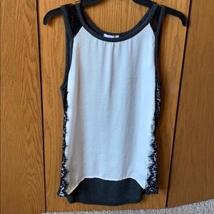 White and Black Flowy Tank